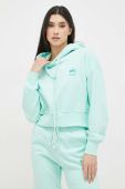 Бавовняна кофта Pinko жіноча колір зелений з капюшоном з принтом (3068761)