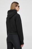 Бавовняна кофта Pinko жіноча колір чорний з капюшоном з принтом (3068760)