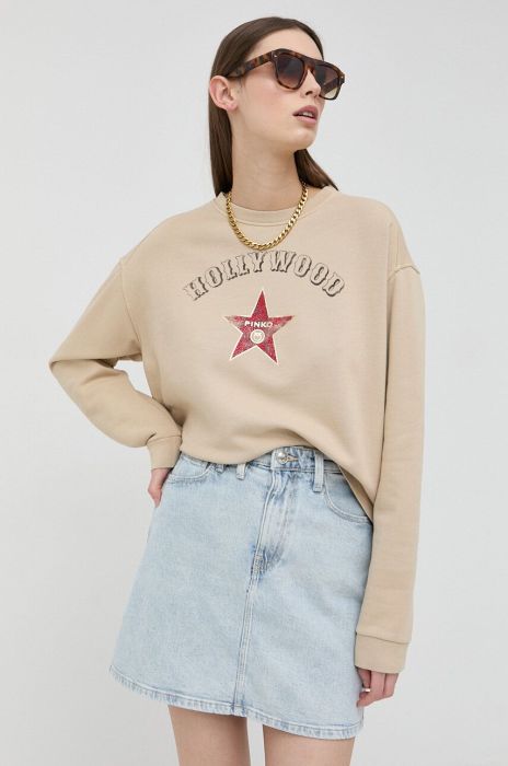 Кофта Pinko жіноча колір бежевий з принтом (2987795)