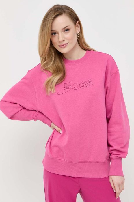 Бавовняна кофта BOSS жіноча колір рожевий меланж
