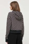 Кофта BOSS жіноча колір чорний з капюшоном візерунок