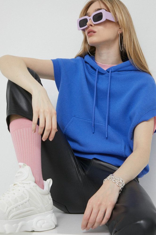 Кофта UGG жіноча з капюшоном однотонна колір блакитний