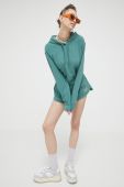 Бавовняна кофта UGG жіноча колір зелений з капюшоном однотонна