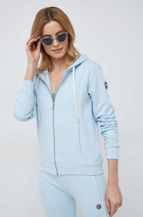 Кофта Colmar жіноча з капюшоном однотонна колір блакитний