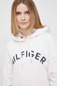 Бавовняна кофта Tommy Hilfiger жіноча колір бежевий з капюшоном з аплікацією