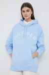 Бавовняна кофта Tommy Hilfiger жіноча з капюшоном з аплікацією колір блакитний (3090225)