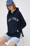 Бавовняна кофта Tommy Hilfiger жіноча колір синій з капюшоном з аплікацією (3090212)