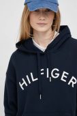 Бавовняна кофта Tommy Hilfiger жіноча колір синій з капюшоном з аплікацією (3090212)