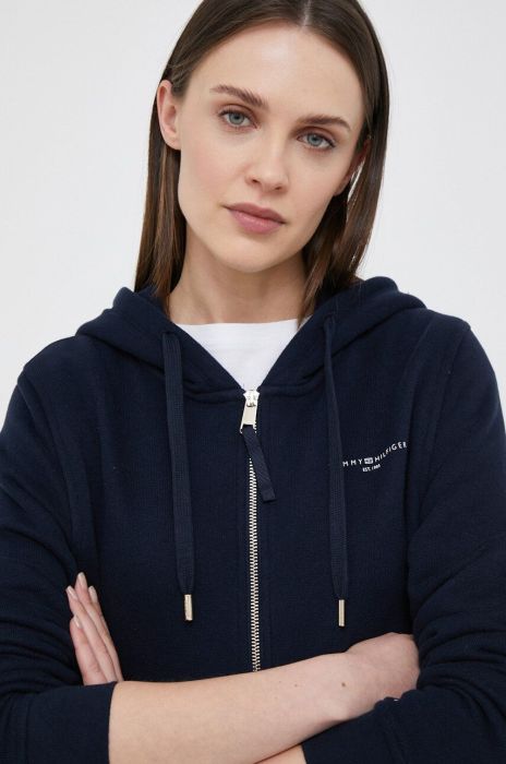 Кофта Tommy Hilfiger жіноча колір синій з капюшоном однотонна (3090248)