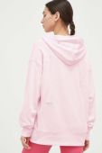 Бавовняна кофта adidas жіноча колір рожевий з капюшоном з аплікацією (3147195)