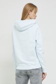 Бавовняна кофта Tommy Jeans жіноча з капюшоном з аплікацією колір блакитний
