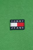 Бавовняна кофта Tommy Jeans жіноча колір зелений з капюшоном з аплікацією