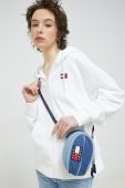 Бавовняна кофта Tommy Jeans жіноча колір білий з капюшоном однотонна