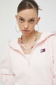Бавовняна кофта Tommy Jeans жіноча колір рожевий з капюшоном однотонна (3073307)