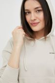 Бавовняна кофта Columbia жіноча колір бежевий з капюшоном однотонна