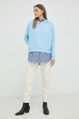 Кофта Lee жіноча з капюшоном з аплікацією колір блакитний