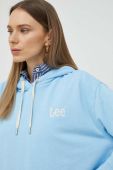 Кофта Lee жіноча з капюшоном з аплікацією колір блакитний