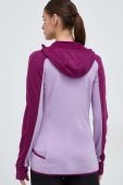 Спортивна кофта Icebreaker Quantum ZKnit колір фіолетовий з капюшоном візерунок