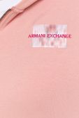 Кофта Armani Exchange жіноча колір помаранчевий з капюшоном однотонна
