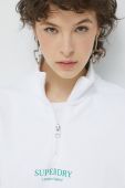 Бавовняна кофта Superdry жіноча колір білий з принтом (2987834)