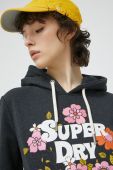 Кофта Superdry жіноча колір сірий з капюшоном з принтом (2990134)