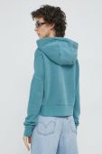 Кофта Superdry жіноча колір бірюзовий з капюшоном однотонна