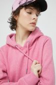 Кофта Superdry жіноча колір рожевий з капюшоном меланж (2990147)