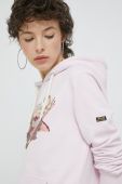 Кофта Superdry жіноча колір рожевий з капюшоном з принтом