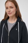 Кофта Polo Ralph Lauren жіноча колір чорний з капюшоном однотонна
