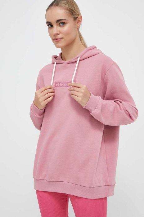 Кофта Ellesse жіноча колір рожевий з капюшоном з аплікацією