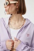 Кофта Guess Originals жіноча колір фіолетовий з капюшоном однотонна