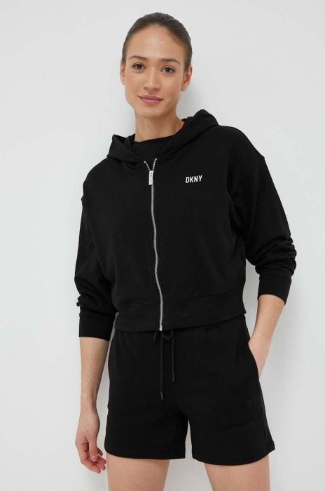 Кофта Dkny жіноча колір чорний з капюшоном однотонна (3210397)