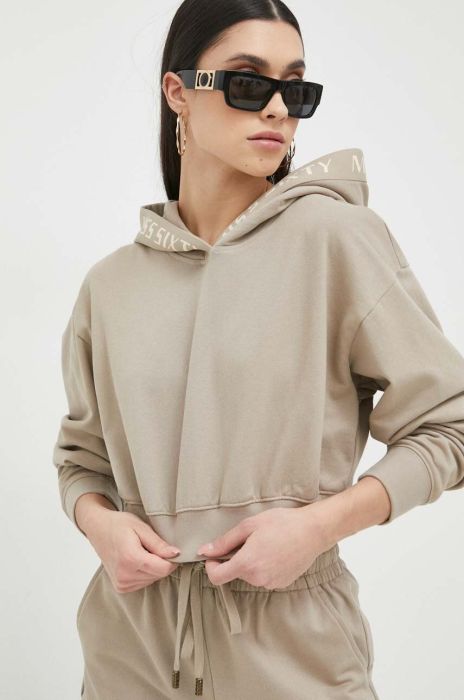 Бавовняна кофта Miss Sixty жіноча колір бежевий з капюшоном з принтом