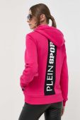 Кофта PLEIN SPORT жіноча колір рожевий з капюшоном з принтом