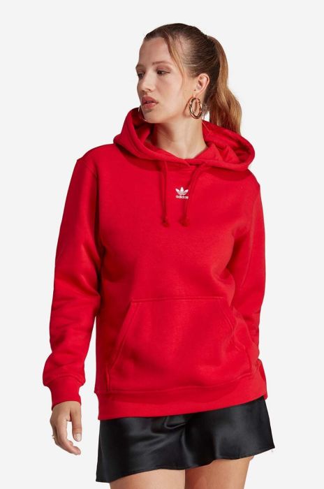 Кофта adidas Originals Adicolor жіноча колір червоний з капюшоном однотонна IA6416-red