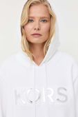 Бавовняна кофта MICHAEL Michael Kors жіноча колір білий з капюшоном з принтом