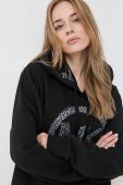 Кофта MICHAEL Michael Kors жіноча колір чорний з капюшоном з аплікацією