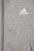Дитяча кофта adidas G 3S FZ колір сірий з капюшоном однотонна