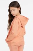 Дитяча бавовняна кофта Guess колір помаранчевий з капюшоном з аплікацією