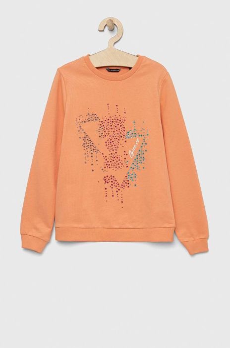 Дитяча бавовняна кофта Guess колір помаранчевий з аплікацією (2885129)