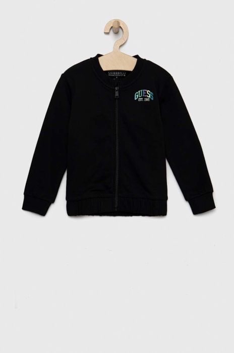 Дитяча бавовняна кофта Guess колір чорний однотонна (2910926)