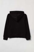 Дитяча бавовняна кофта OVS колір чорний з капюшоном однотонна