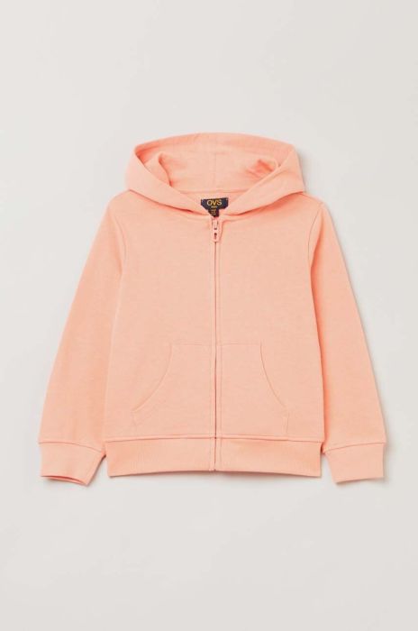 Дитяча бавовняна кофта OVS колір рожевий з капюшоном однотонна (3043147)
