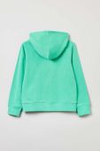 Дитяча бавовняна кофта OVS колір зелений з капюшоном однотонна