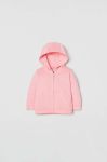 Бавовняна кофта для немовлят OVS колір рожевий з капюшоном однотонна