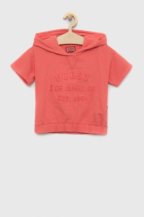 Дитяча бавовняна футболка Guess колір рожевий (3030540)