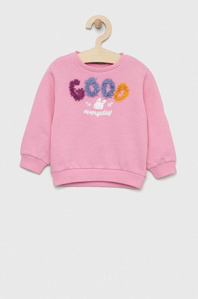 Дитяча бавовняна кофта United Colors of Benetton колір рожевий з принтом (3038930)