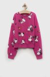 Дитяча бавовняна кофта United Colors of Benetton x Peanuts колір рожевий візерунок
