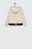 Дитяча бавовняна кофта Sisley колір бежевий з капюшоном однотонна