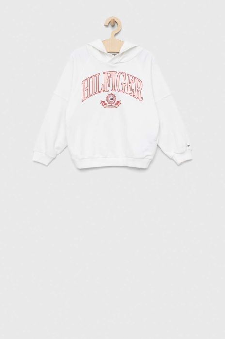 Дитяча кофта Tommy Hilfiger колір білий з капюшоном з принтом (3003606)